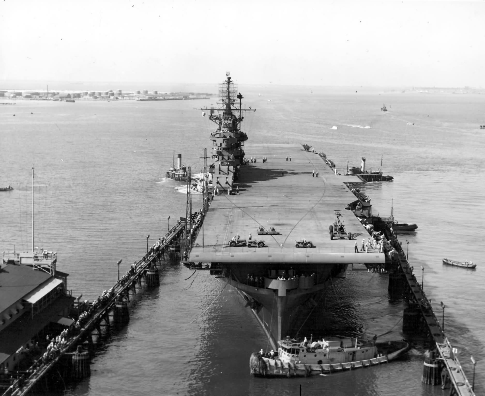 USS Intrepid CV-11 moored in the waters off NAS Hampton Roads 11 September 1943 2