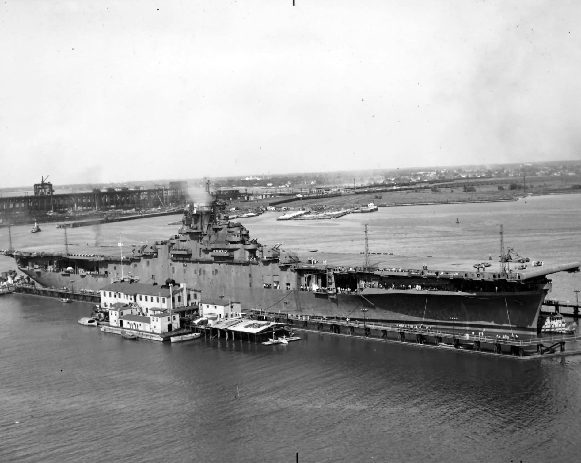 USS Intrepid moored in the waters off NAS Hampton Roads 11 September 1943 3