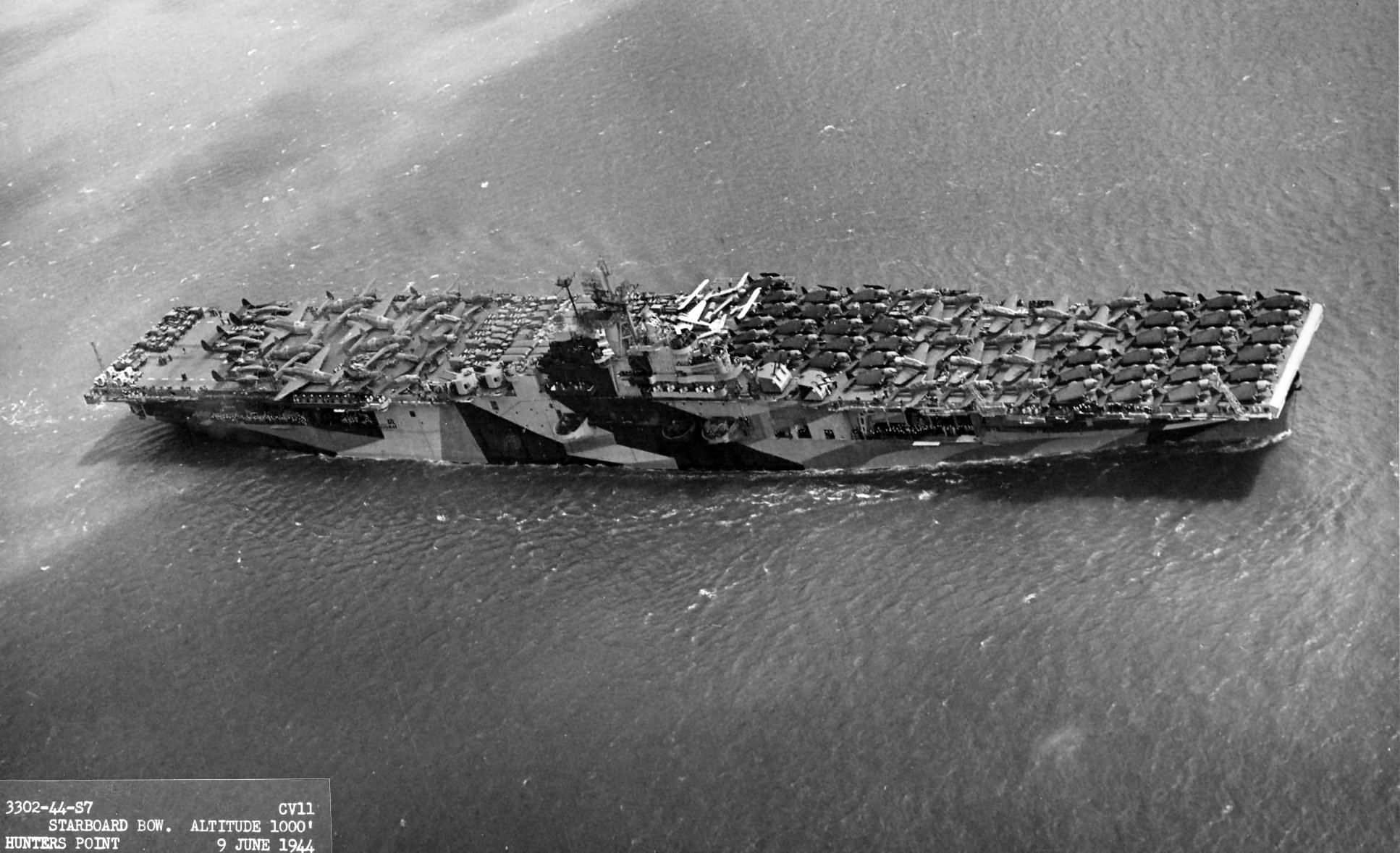 USS Intrepid pictured underway off U.S. Naval Drydocks Hunters Point near San Francisco
