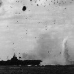 Japanese Plane Crashes Astern of USS Intrepid CV-11 off Kyushu 1945
