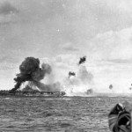 USS Intrepid CV-11 just missed by Japanese Kamikaze