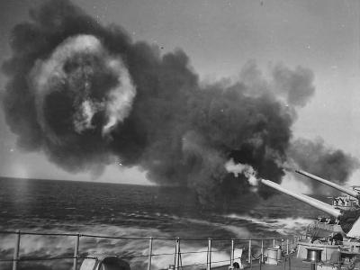 USS Iowa firing 16 inch guns in Pacific 1944 2