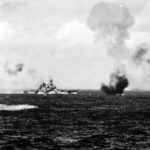 Japanese plane goes down off bow of USS Iowa off Luzon 44