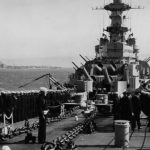USS Iowa (BB-61) – officers and men stand at attention