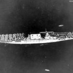 An overhead aerial view of the carrier USS Lexington 2