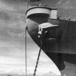 Battleship USS Missouri at anchor in Tokyo Bay 1945