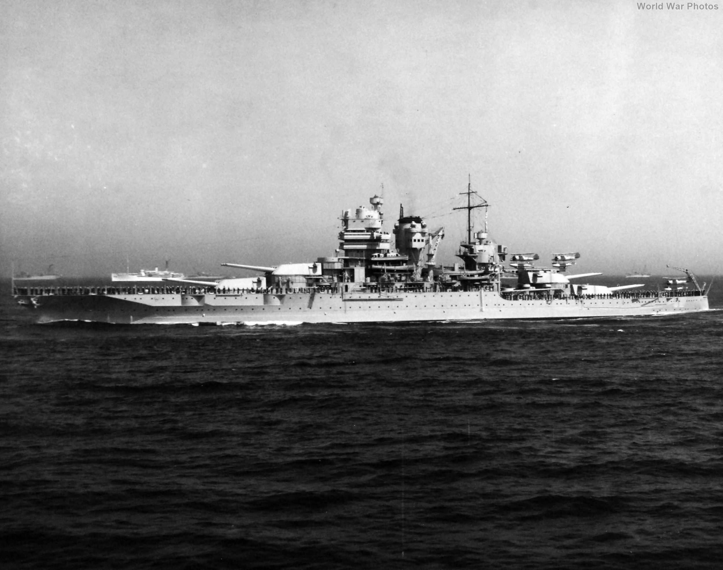 USS New Mexico port view sailors manning the rail 31 May 1934