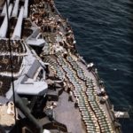 USS New Mexico 14-inch projectiles on deck, Invasion of Guam July 1944