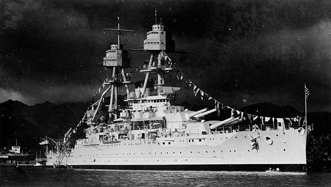Battleship USS Oklahoma BB-37 photographed before the WW2