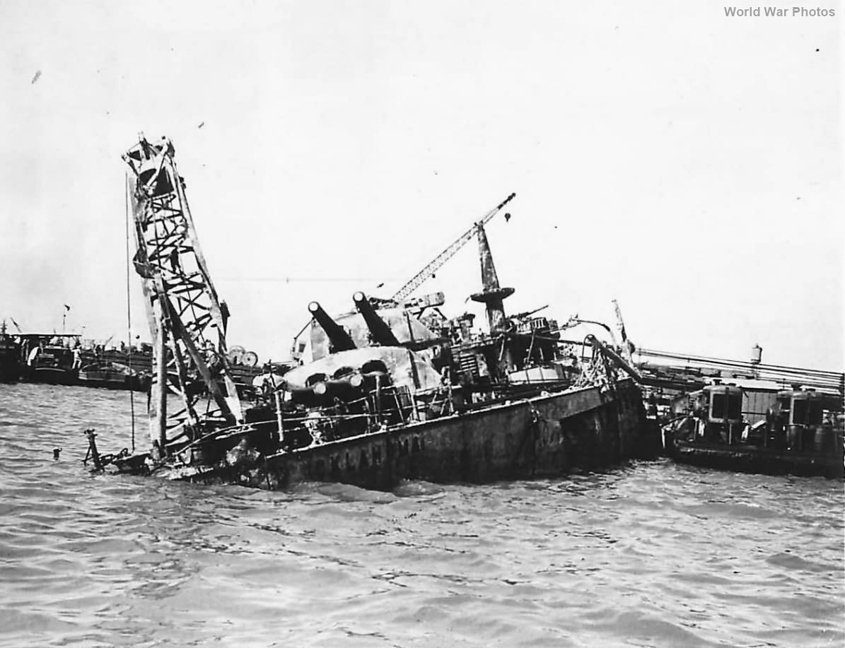 Wreckage of USS Oklahoma raised after Pearl Harbor Attack 1943 2