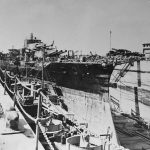 USS Oklahoma in drydock No. 2, at the Pearl Harbor