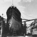 Battleship USS Oklahoma in drydock 1944