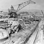 Battleship USS Oklahoma in dry dock at Pearl Harbor 1944