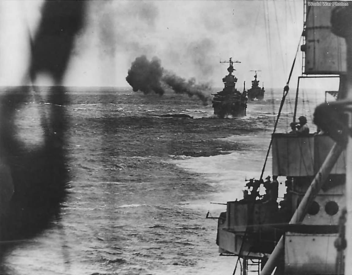 USS San Francisco firing on Wake Island 5 October 1943