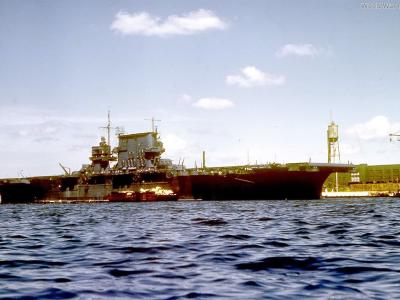USS Saratoga at Ford Island Pearl Harbor 1944