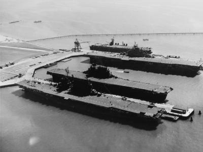 USS Saratoga at Alameda 1945