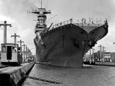 USS Saratoga bow view