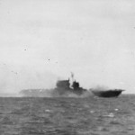 Carrier USS Saratoga (CV-3) hit 7 times off of Okinawa 21 February 1945
