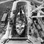 USS Texas in drydock