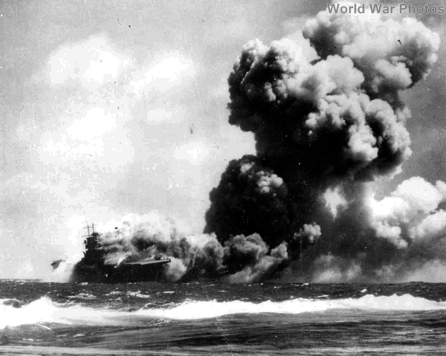 Burning USS Wasp September 15, 1942