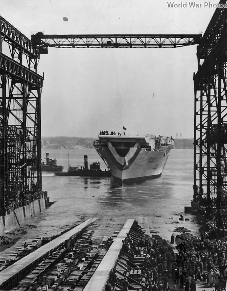 Launch of carrier USS Wasp CV-7