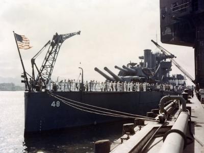 USS West Virginia, Pearl Harbor on 30 April 1943, stern
