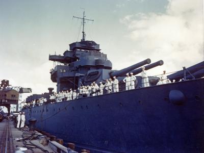 USS West Virginia Pearl Harbor on 30 April 1943 – color photo
