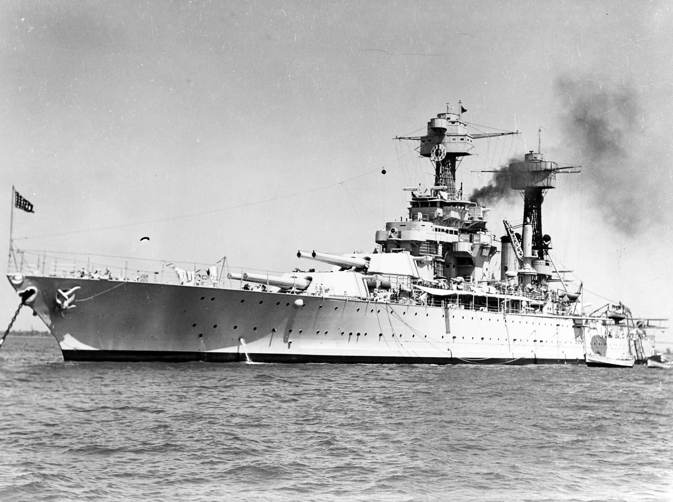 USS West Virginia bow 1934