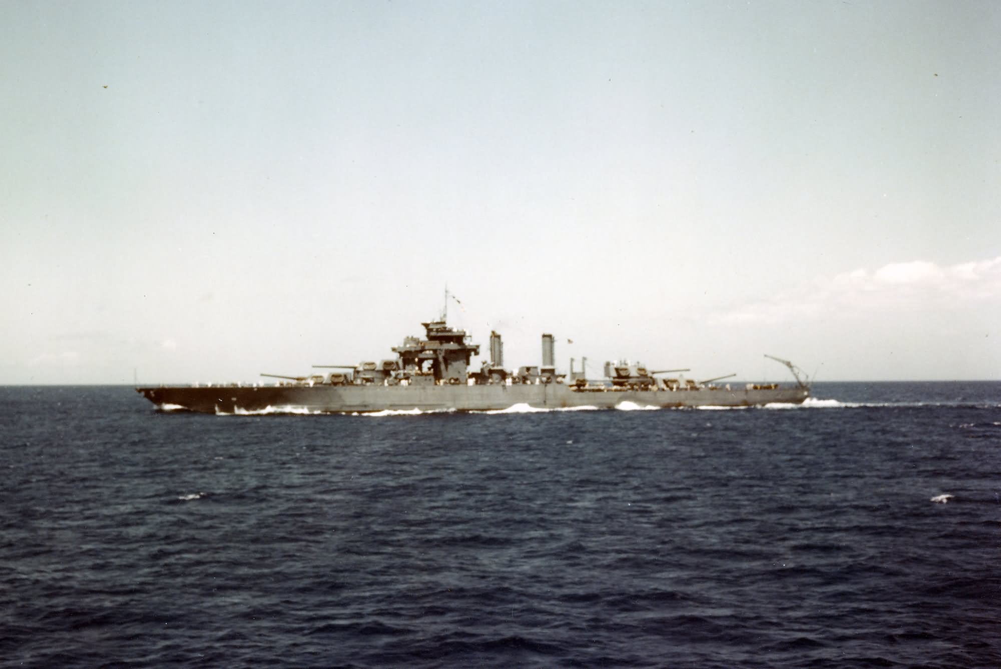 Battleship USS West Virginia underway off Pearl Harbor 30 April 1943