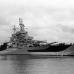 Battleship USS West Virginia off the Puget Sound Navy Yard Washington 2 July 1944 following reconstruction