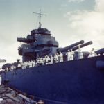 USS West Virginia Pearl Harbor on 30 April 1943 – color photo