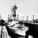 Battleship USS West Virginia in Gatun Locks Panama 1930