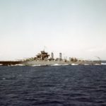 Battleship USS West Virginia underway off Pearl Harbor 30 April 1943