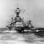 Battleship USS West Virginia BB-48 during battle fleet maneuvers November 1929