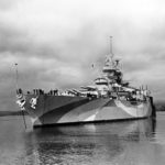 Battleship USS West Virginia BB-48 off the Puget Sound Navy Yard 2 July 1944