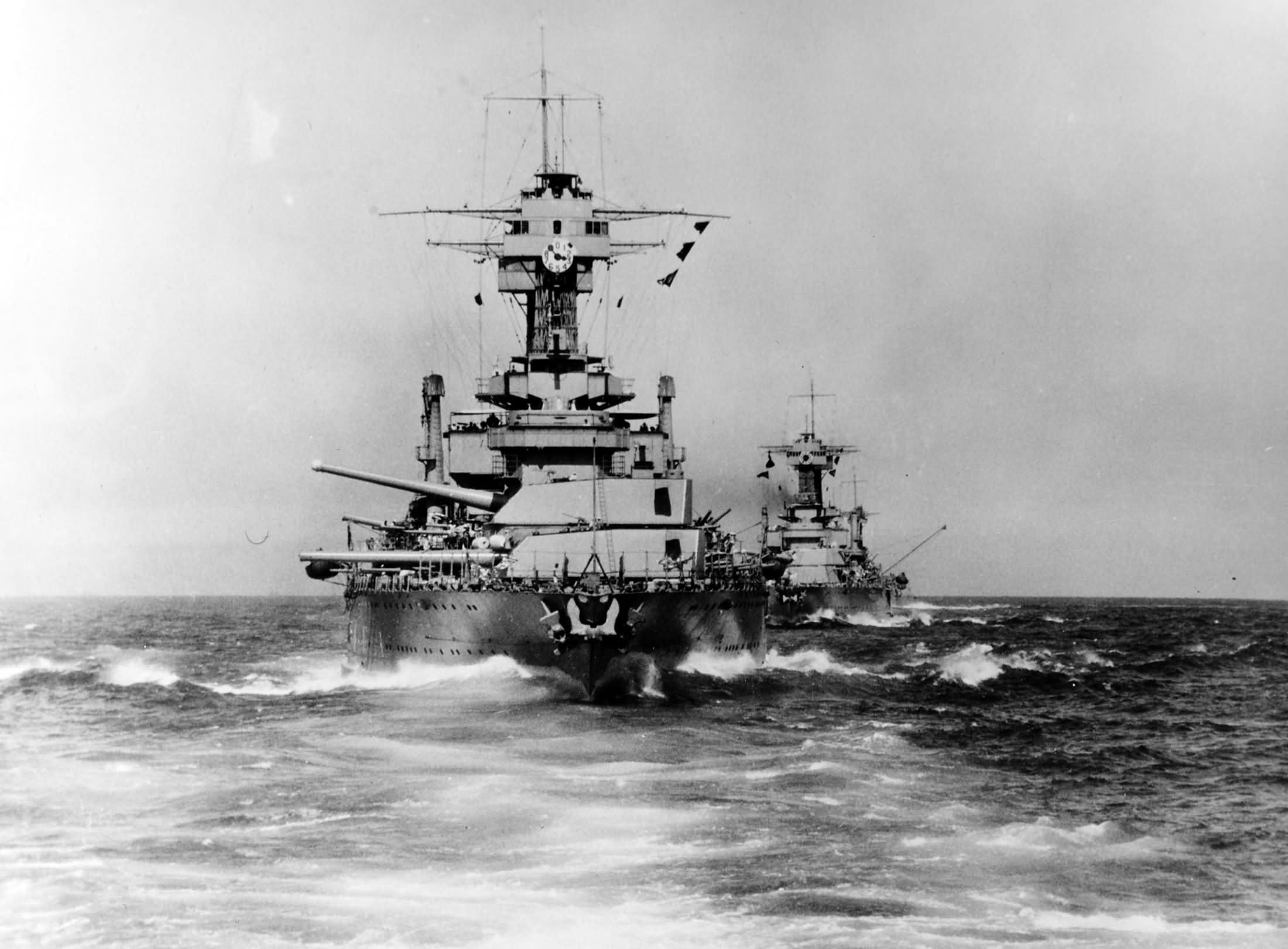 Battleship USS West Virginia BB-48 during battle fleet maneuvers November 1929