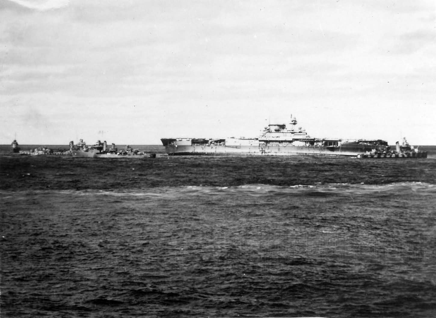 Crew Abandoning USS Yorktown CV-5 Battle of Midway June 7 1942