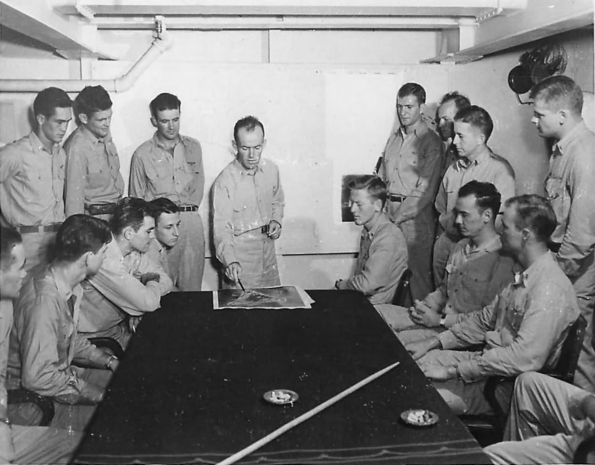 Cmdr James Flatley with CAG 5 pilots aboard USS Yorktown 1943
