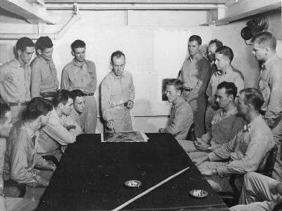 Cmdr James Flatley with CAG 5 pilots aboard USS Yorktown 1943