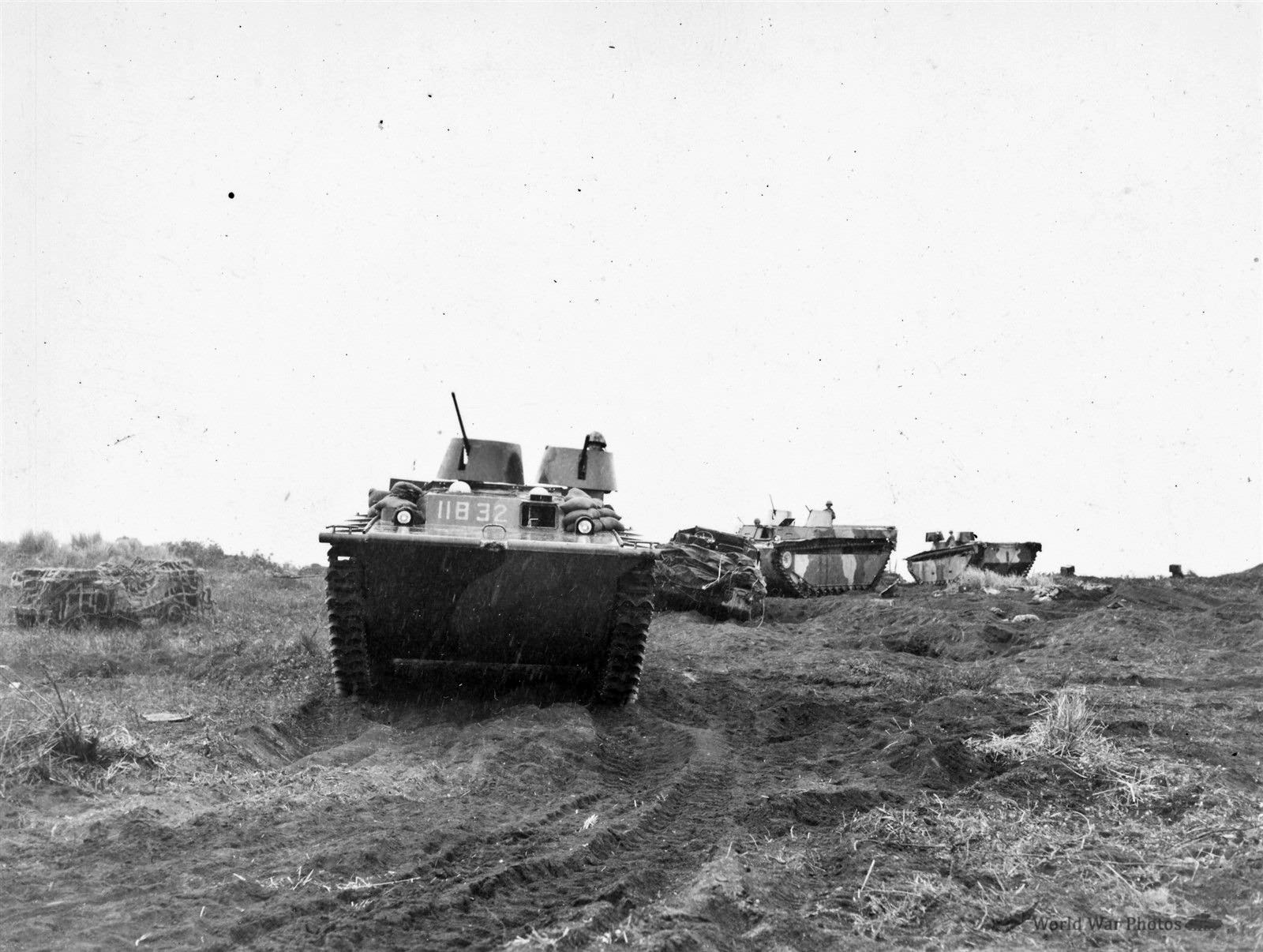 28th Marines and LVT Buffalo Amtracs on Iwo Jima