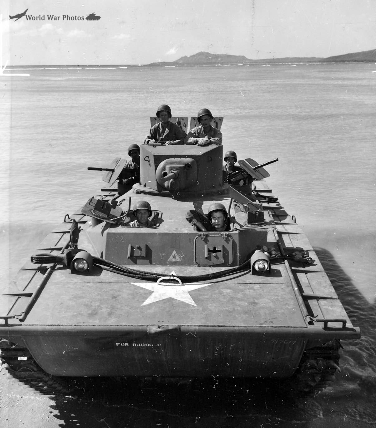 708th amphibious tank battalion crew in their 37mm LVT buffalo amtrac