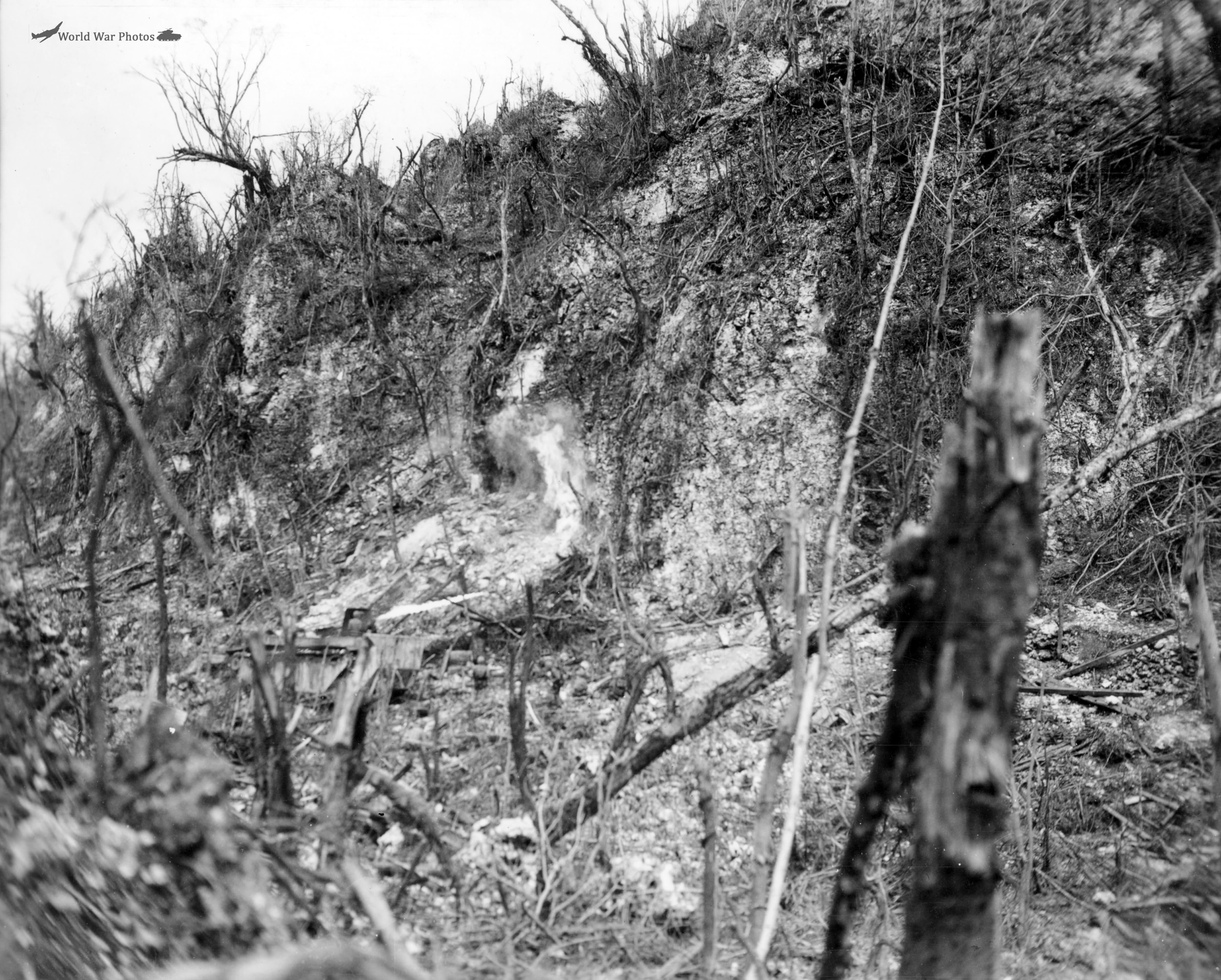 Amphibious tractors go to work on the caves Peleliu