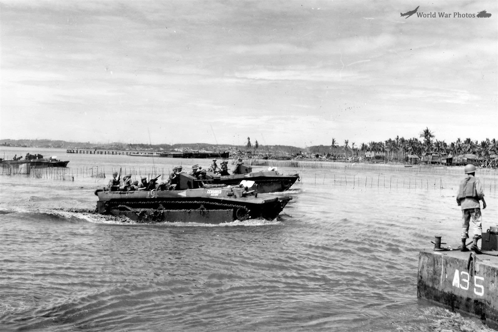 Australian 7th ID in LVT during the invasion of Penajam Balikpapan