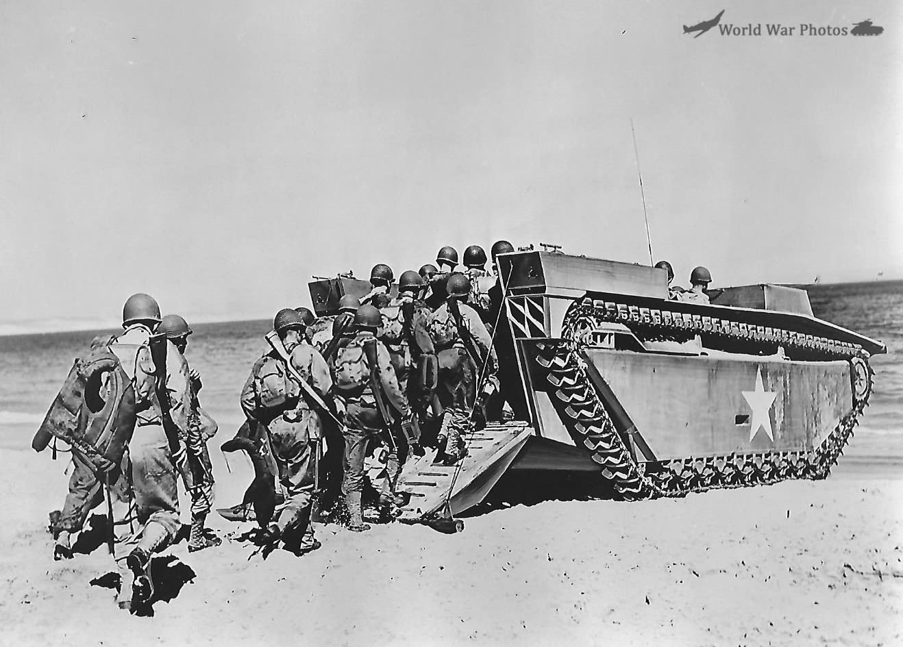 Infantry Enters Water Buffalo Ramp Tank LVT