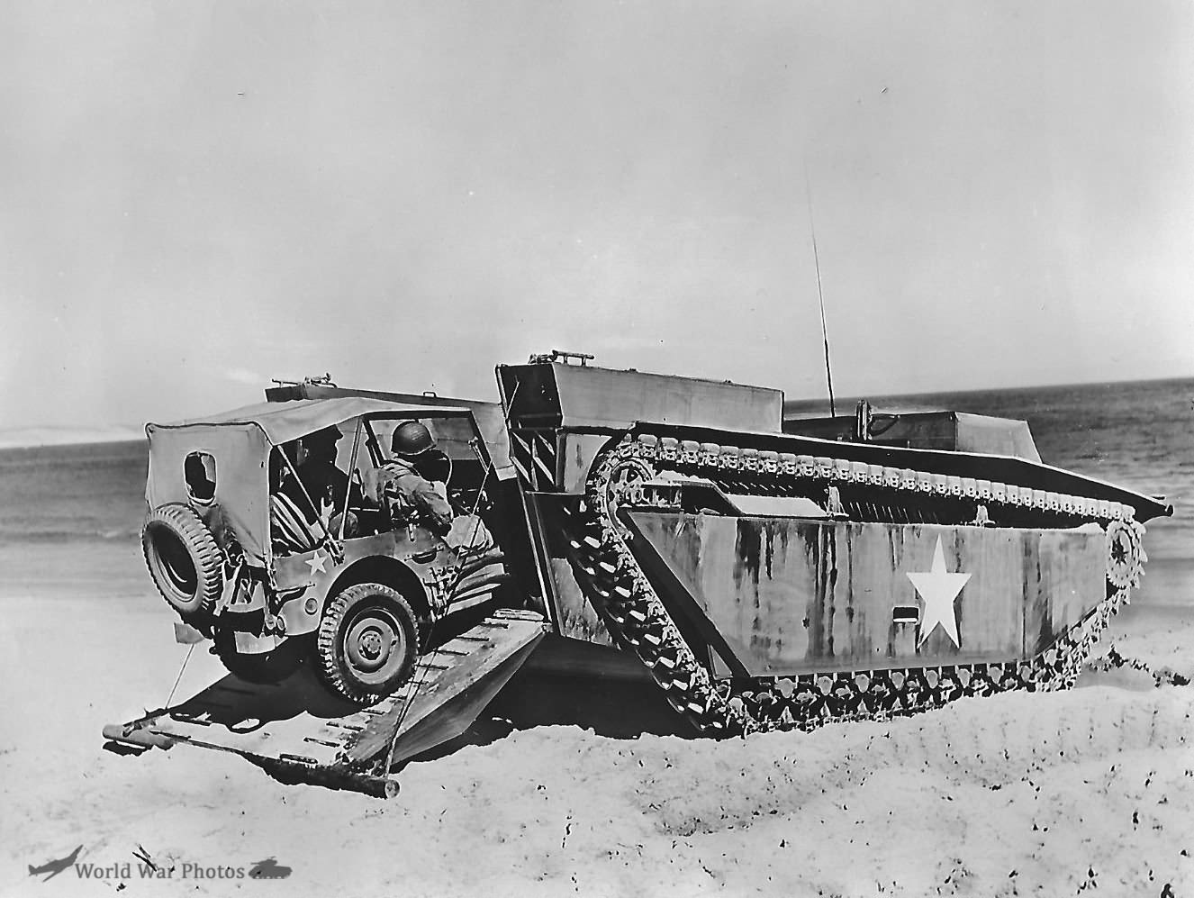 Jeep Entering A Water Buffalo LVT-2