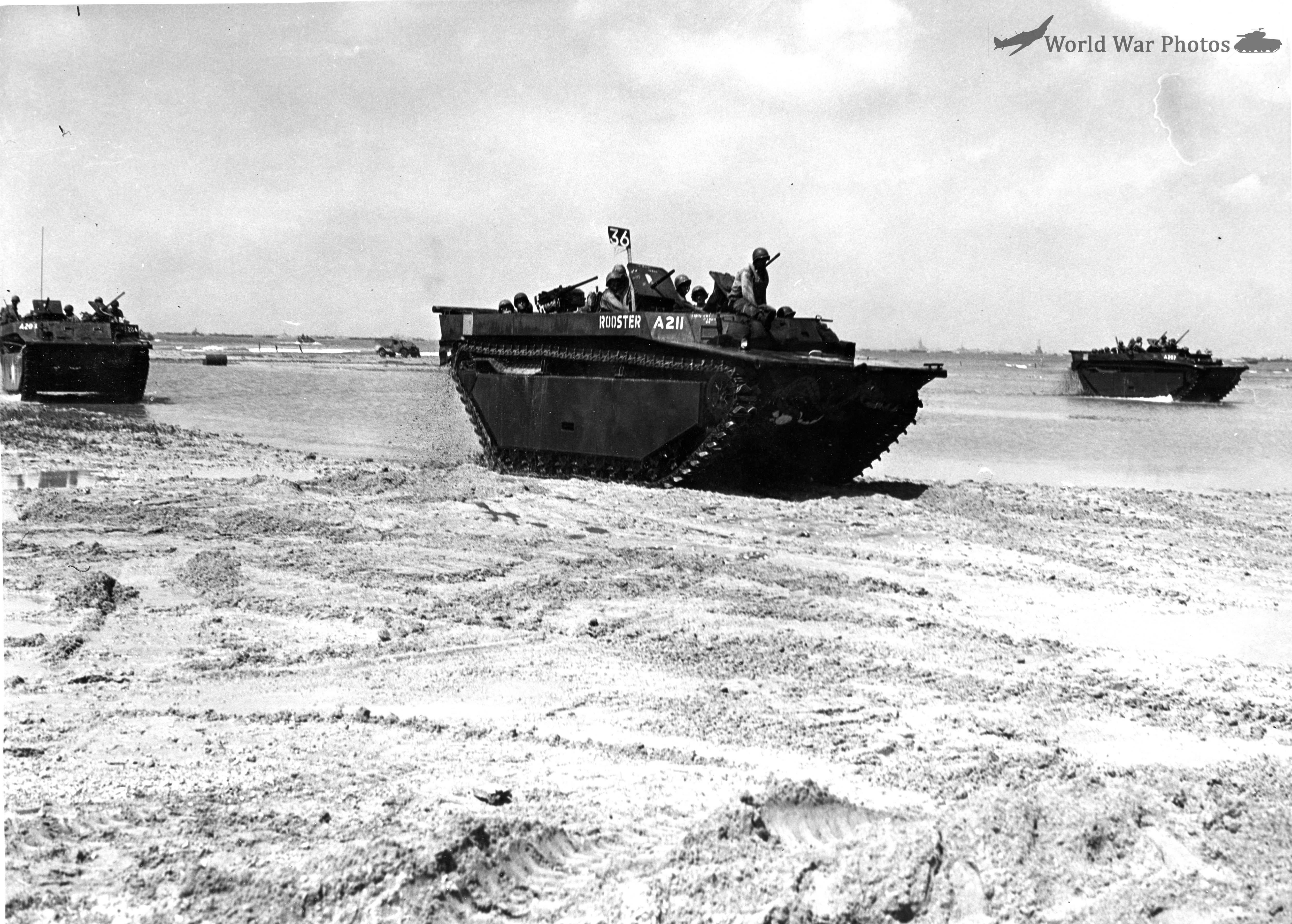 LVT-4 land on the beach Okinawa