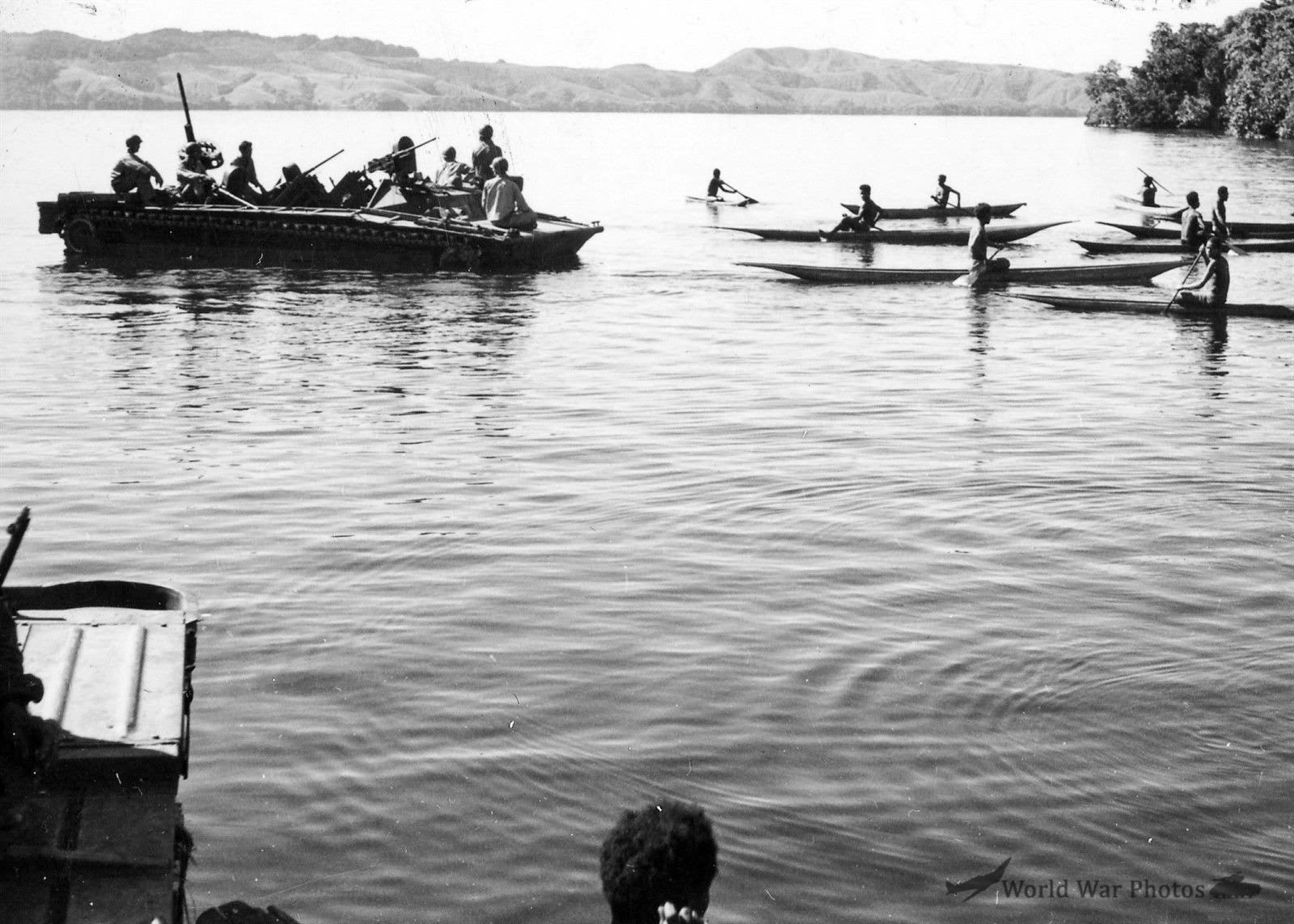 LVT Buffalo and Natives Palau Islands 1944