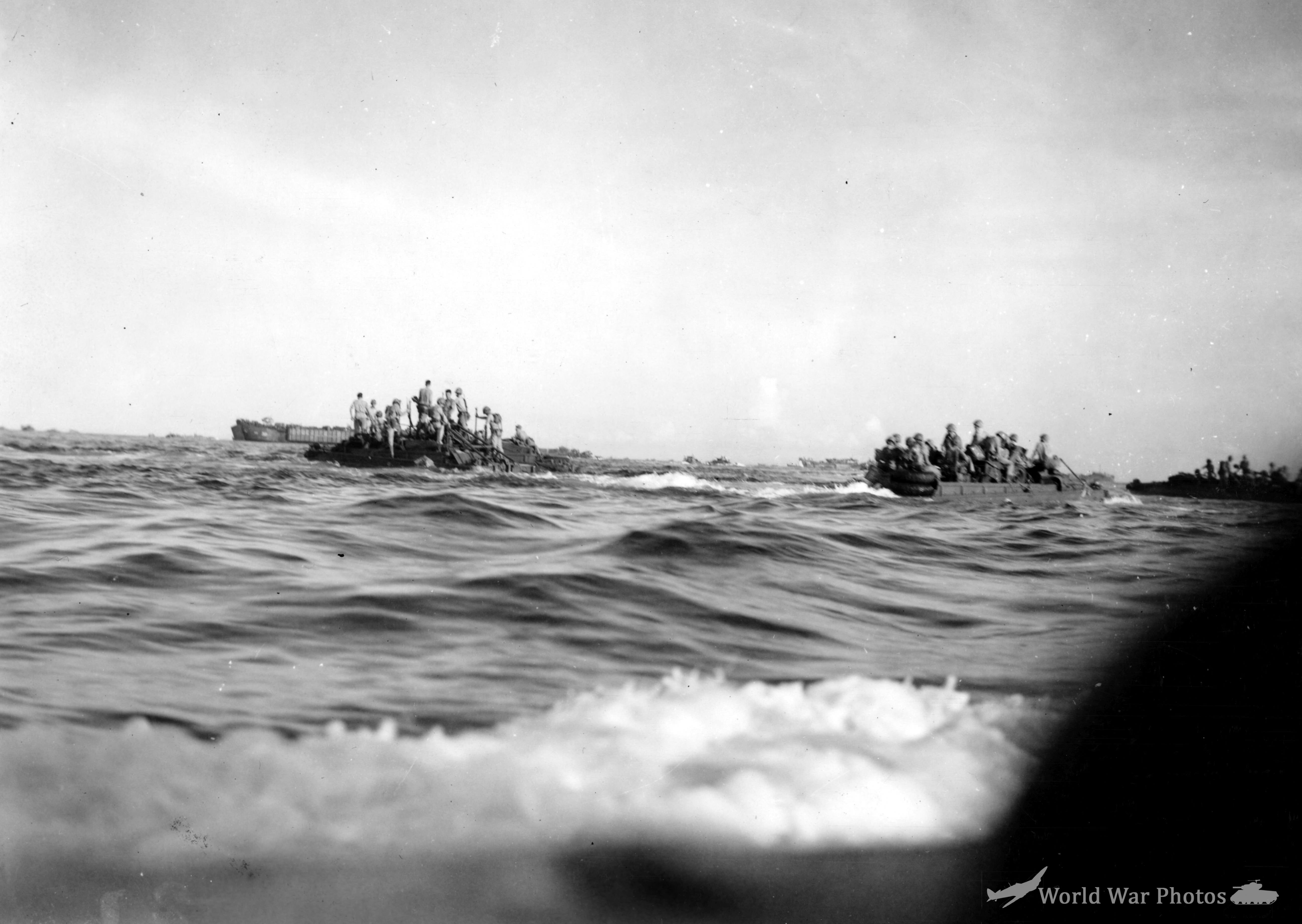 LVT and tanks after they left their LSTs about dawn Peleliu September 1944