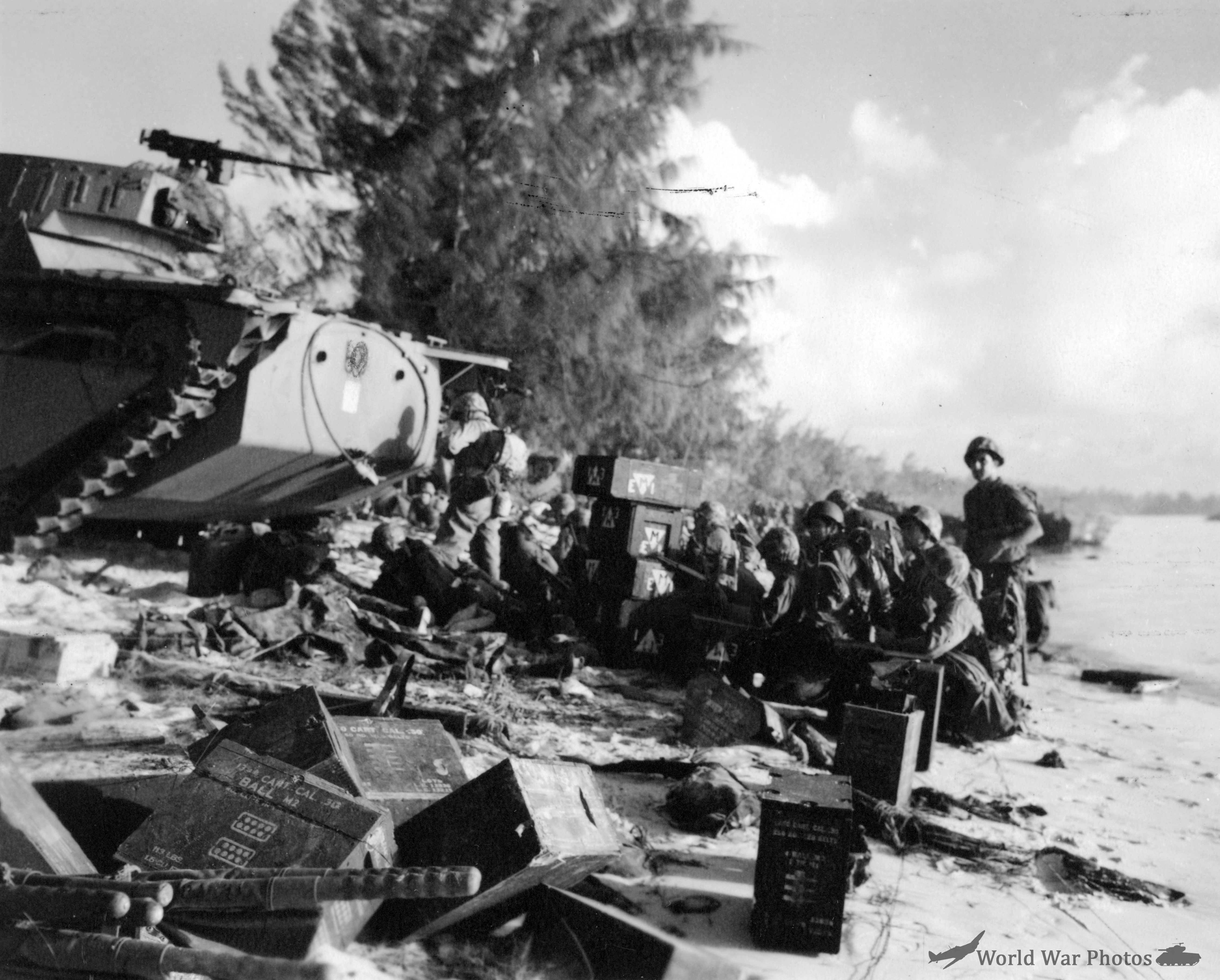 LVT and tanks landing the first day Saipan