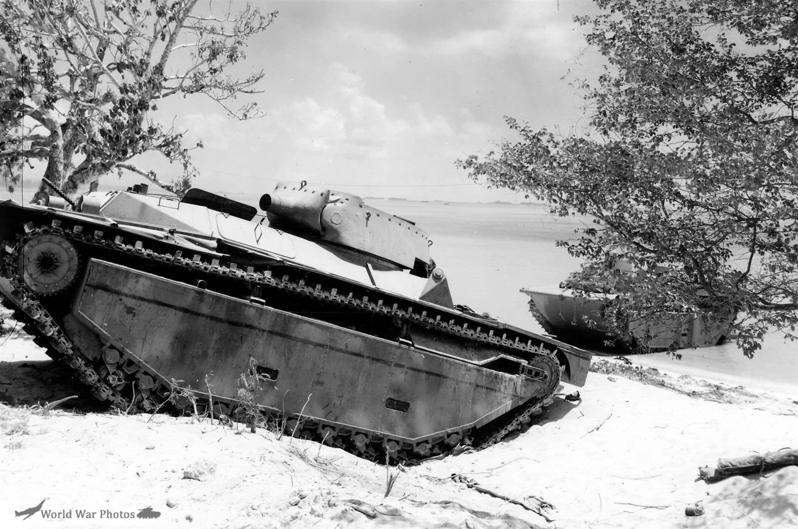 Marine LVT A-4 75mm Armed Buffalo Amtrac Knocked Out on Saipan